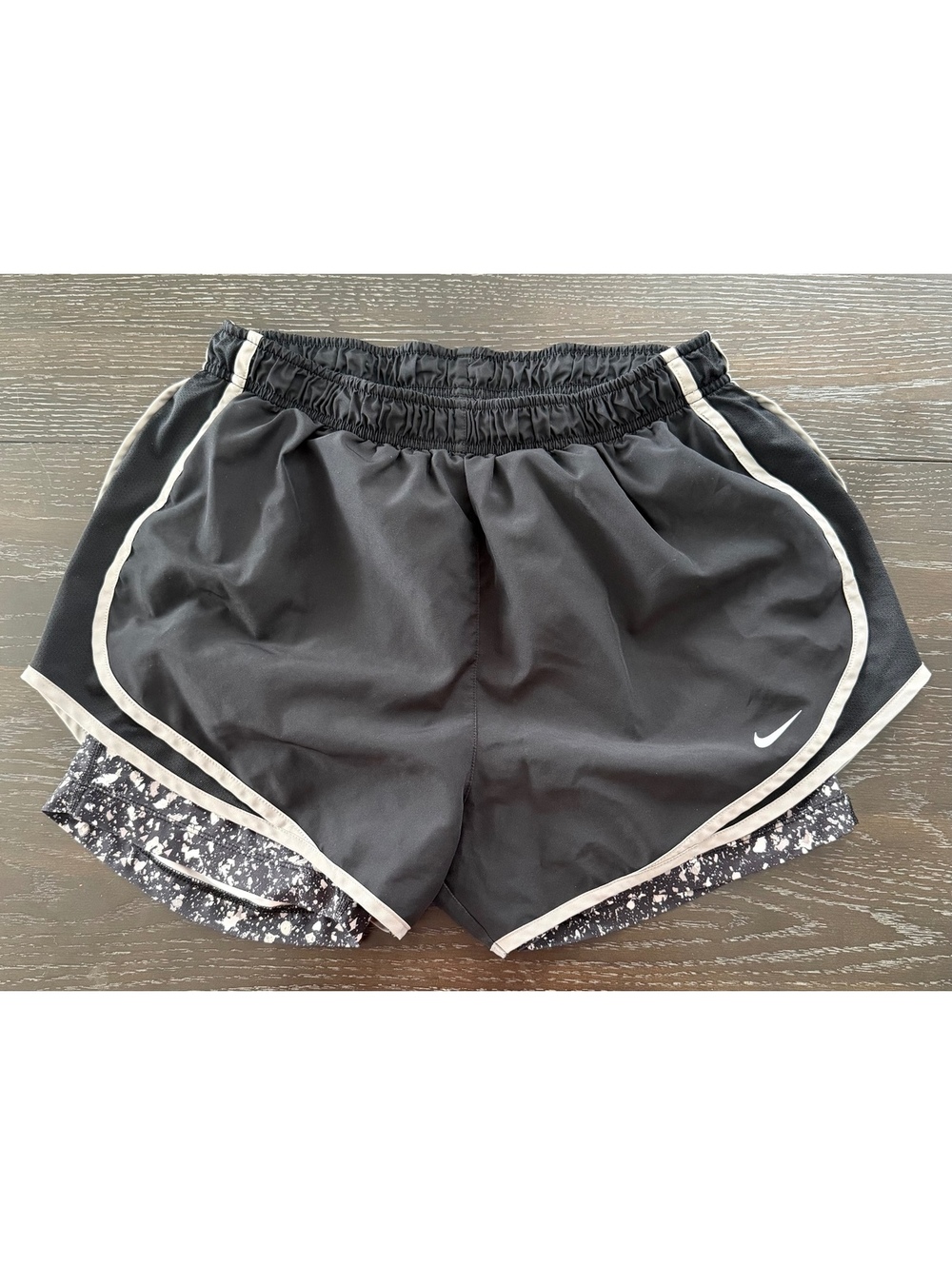 Women's Nike Dri-FIT 2-1 Black & White Running Shorts